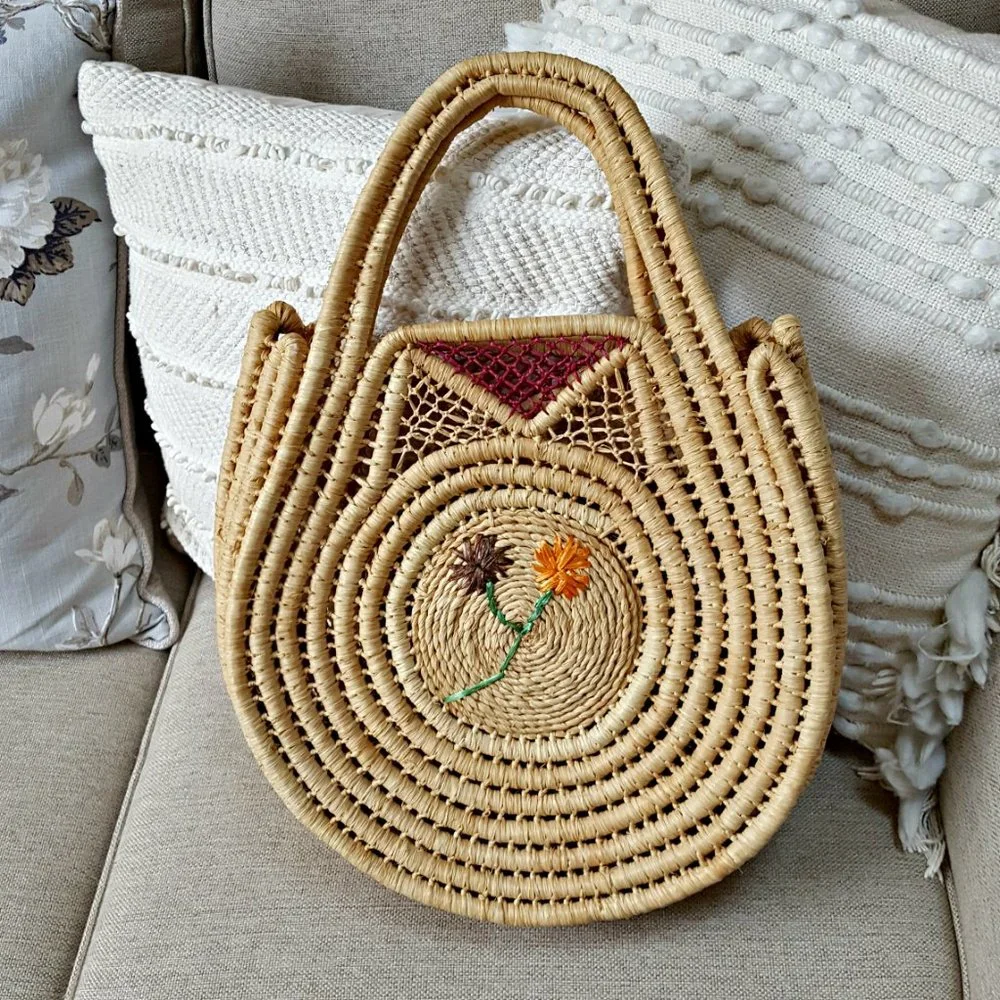 NWOT! BOHO Tote WOVEN HANDBAG - Picture 5 of 7